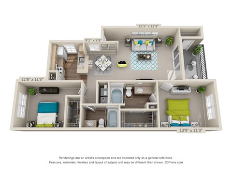 a floor plan is shown in this rendering